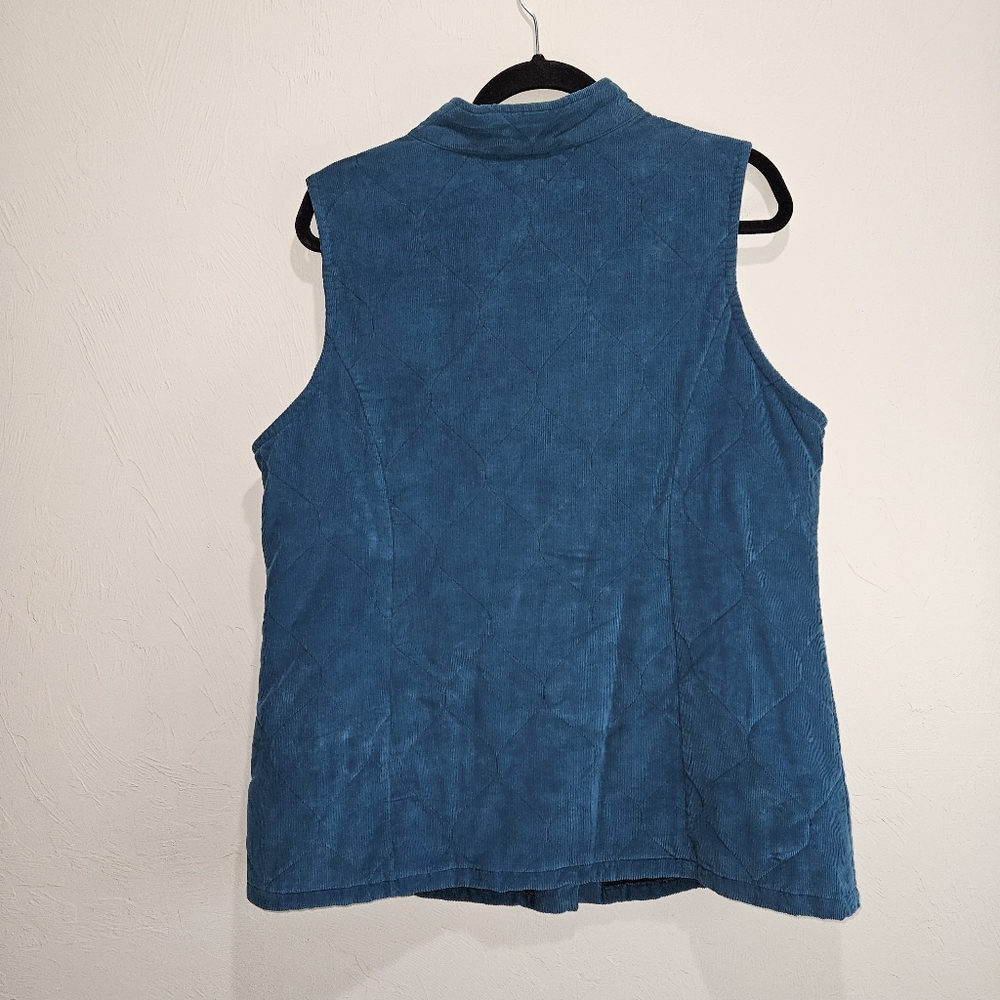 Habitat Vest Teal Quilted Corduroy Sleeveless Jacket Womens Size XL Extra Large - Picture 10 of 14